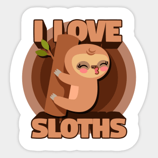 'I Love Sloths' Funny Sloth Gift Sticker